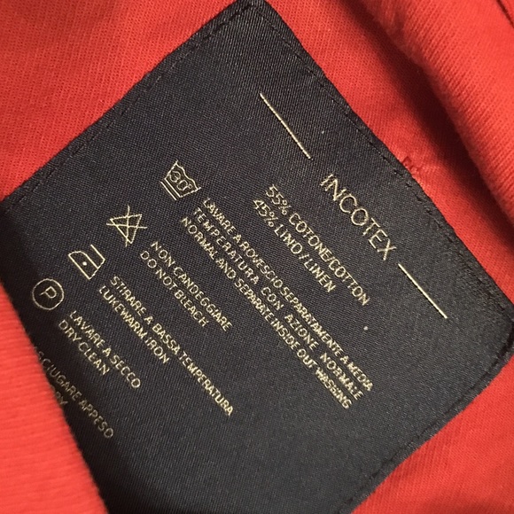 NWOT INCOTEX Chino Lino in Rich Blood Red 34W 32L - Picture 2 of 3